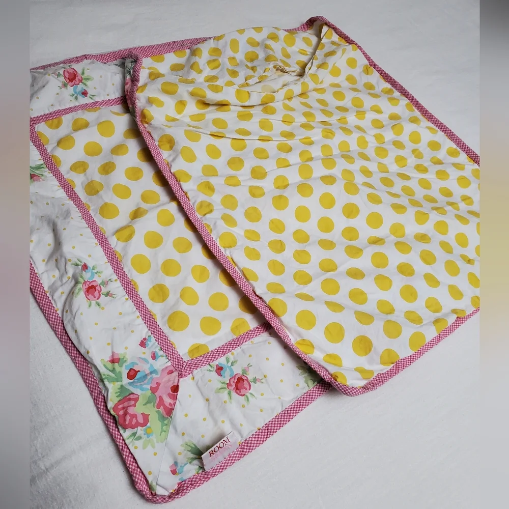Rare Room Seven 2 Piece Sham Set Floral Print With Yellow Polka Dot's Boho Chic